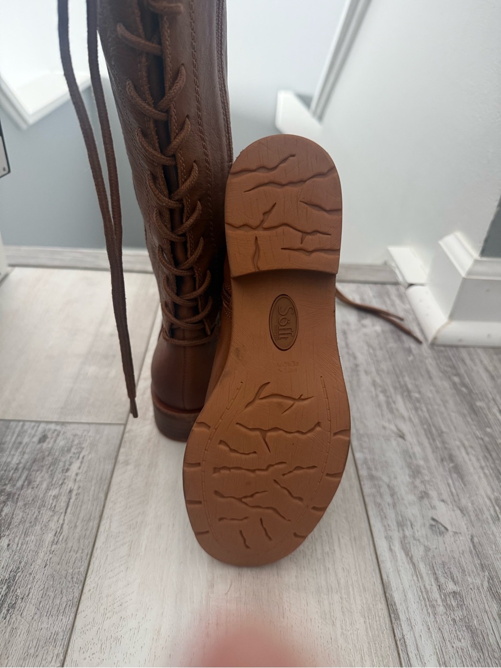 Sofft Brown Leather Lace-Back Riding Boots Size 6 NWT - Picture 5 of 5